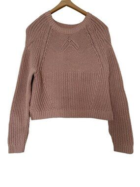 H&M Knit Drop Shoulder Cropped Pink Sweater Size S